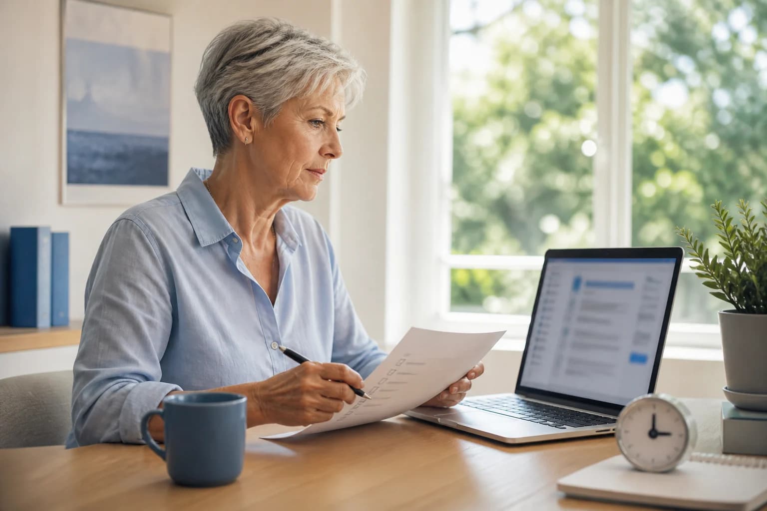 A person calmly inspecting an unexpected email without opening its link or attachment